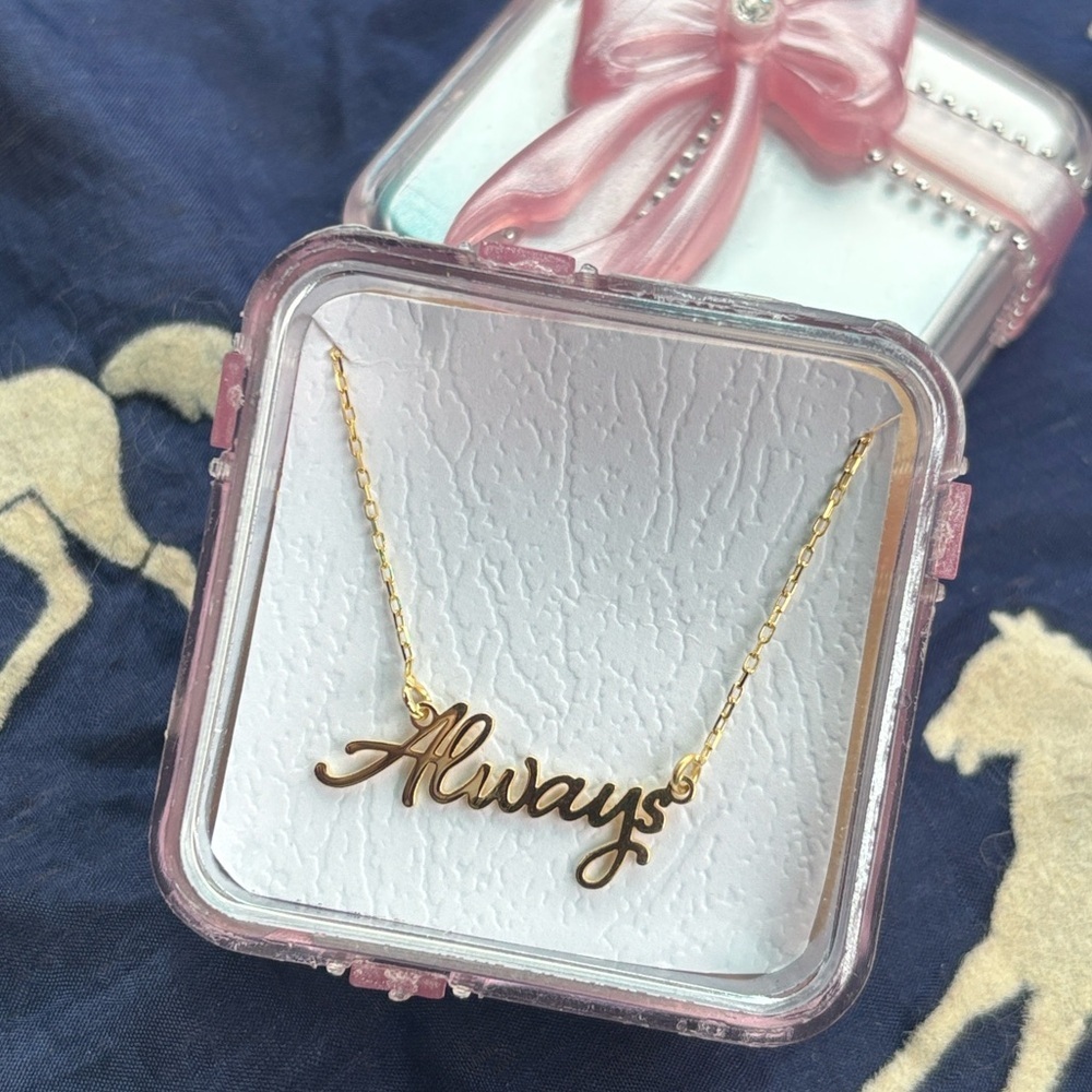 Brand New 14K Gold Plated 925 Sterling Silver Always Necklace Bon Jovi 18" Chain - Picture 6 of 16
